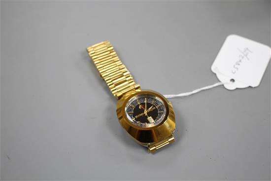 A gentlemans gilt stainless steel Rado Diastar automatic day/date wrist watch.